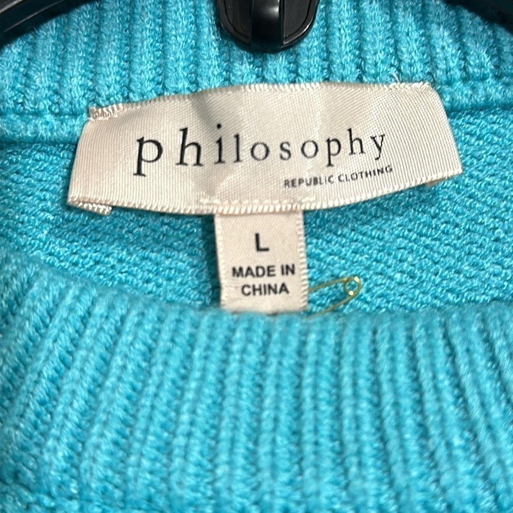 Philosophy Crew Neck Long Sleeve Striped Pullover Sweater Size L - EUC - Picture 3 of 4